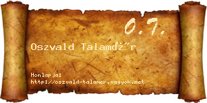 Oszvald Talamér névjegykártya